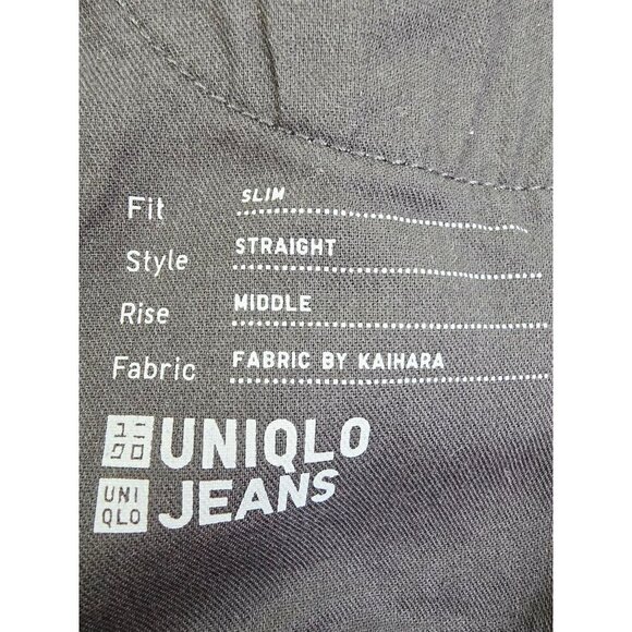 Uniqlo Size 28X27 Womens Slim Straight Mid Rise Kaihara Fabric Blue Denim Jeans - Picture 9 of 12